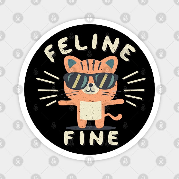 Funny Feline Fine Tiger Cat Puns Magnet by SubtleSplit